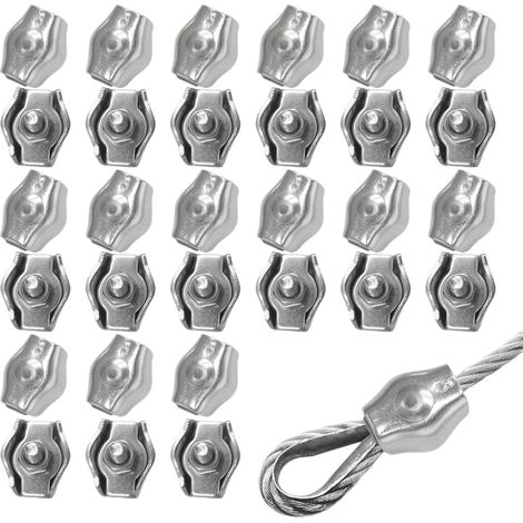 Lot de 30 serre-câbles de 3 mm - En acier inoxydable 304 - Pour cordes à linge et auvents