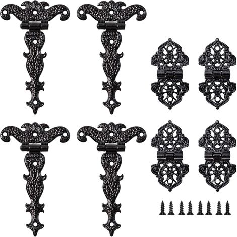 8 Pièces Charnière en Acier Inoxydable Antirouille pour Portes de Grange: Comprend 4 Charnières Longues et 4 Charnières Courtes Portes Extérieures, Portails, Schmuckkisten, Schubladen (1/5)