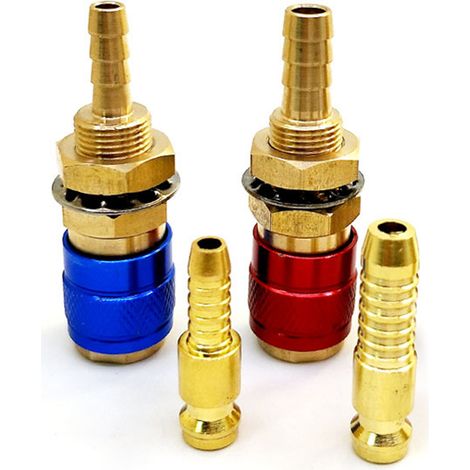 Connecteurs rapides, 2Pcs 8mm Connecteur Rapide de Gaz et d'Eau Raccord Rapide Oxygene Raccord Tig Adaptateur Refroidi à l'Eau pour Torche de Soudage MIG TIG (1/5)