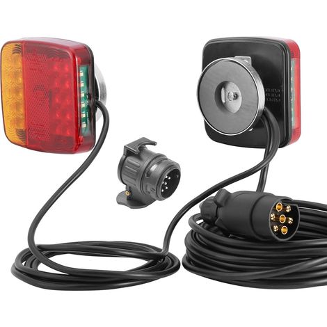 Feux arrière LED 12 V pour remorque - 7 broches avec câble de 7,5 m - Pré-câblé - Kit de feux arrière magnétiques avec adaptateur de remorque 13 broches vers 7 broches (1/5)