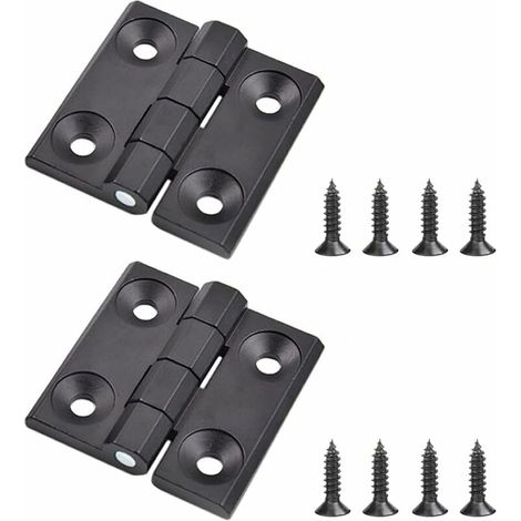 Charnières de porte de placard en alliage de zinc avec vis, noires, pour portes de placards et meubles. (1/5)