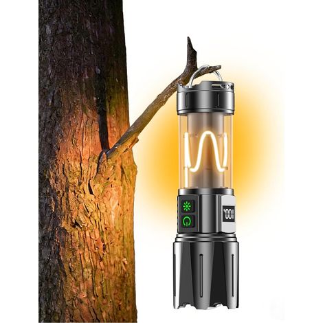Lampe Torche Led Ultra Puissante 1000000 Lumen, Lampe De Poche Led Ultra Puissante, Lampe Led Torche Rechargeable, Lampe torche Tactique Puissante Flashlight 2 Interrupteur Pour Camping Urgence