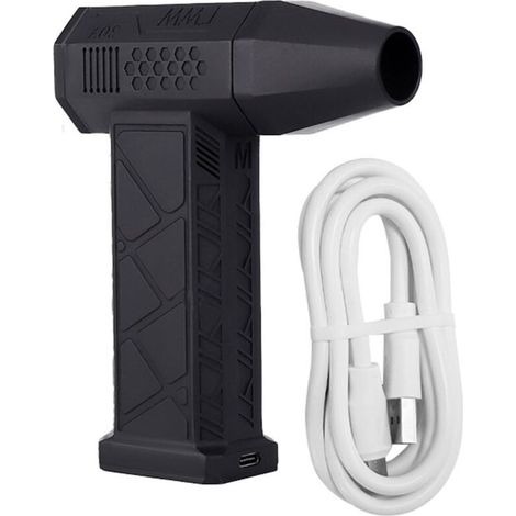 Tragbarer Turboventilator (52 m/s, 130.000 U/min), bürstenloser Motor, wiederaufladbarer Druckluftreiniger (Typ C), 2 Stück, 3000-mAh-Akku (in Reihe geschaltet) (1/5)