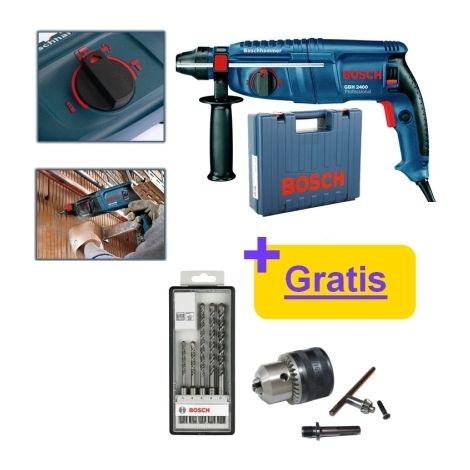 Trapano martello demolitore/Tassellatore 24mm 720W SDS Plus + mandrino cremagliera Bosch - GBH 2400 Professional