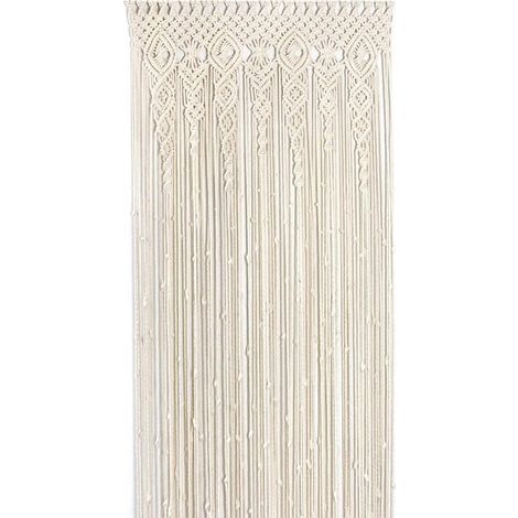 Tapiz de pared de algodón tejido a mano, tapiz bohemio de macramé, separador de ambientes, cortina moderna y elegante para decoración de bodas y hogar, beige, 100 x 200 cm
