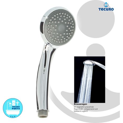tecuro Komfort-Handbrause Ø 70 mm, mit Brauseregen (Normalstrahl) Antikalknoppen, chrom (1/5)