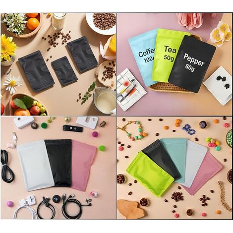 Sachets Zip, Pochettes Mylar Opaques (Noir, 8x13cm) (1/4)