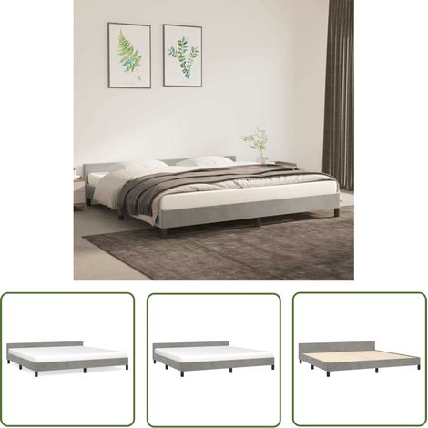 The Living Store Cadre de lit sans matelas gris clair 200x200 cm velours - Cadre De Lit - Lit Double - Lit Velours - Literie - Meuble Chambre (1/5)