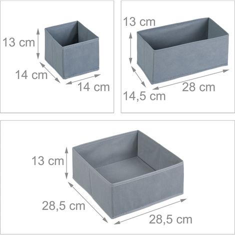 Set di 8 pratici organizzatori portaoggetti per cassetti 30 x 25 x 15 cm in poliestere grigio 130014531