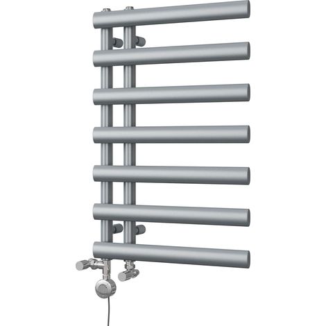 Elyan - Silver Dual Fuel Towel Rail H766mm x W500mm Thermostatic (1/3)
