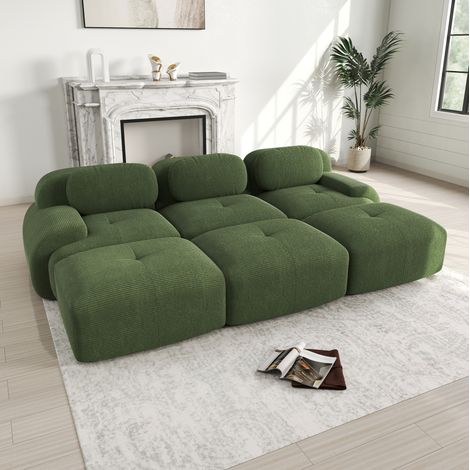 Sofá modular rinconero sin montaje para salón verde OKMYHOME (1/5)