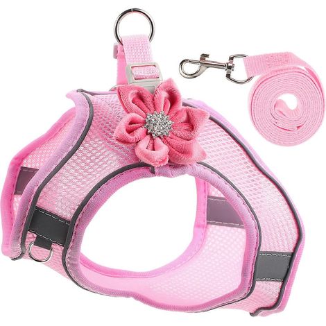 Arnés reflectante para perros con correa para un entrenamiento seguro (2 unidades, color rosa) (1/5)
