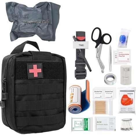Kit de premiers secours en plein air, 46 pièces, kit de premiers secours militaire, sac tactique médical, équipement de survie, sac de premiers secours pour l'extérieur, la maison, la voiture, le (1/5)