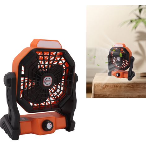 Dachventilator für den Außenbereich, kleiner, per USB aufladbarer Ventilator, Hängelampe für Studentenzelte, elektrischer Campingventilator, tragbare Wandlampe für Camping, orange und schwarz. (1/5)