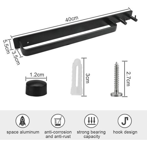 Porte-Serviettes de Salle de Bain Barre Porte Serviette Antirouille Porte-Serviettes en Aluminium Porte-Serviettes Murale Etagère Serviette avec (1/3)