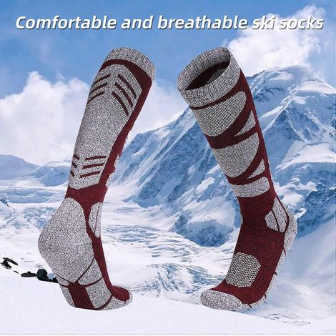 Kniehohe Winter-Skisocken, warm, atmungsaktiv, schweißableitend, Bergsteigersocken für Herren
