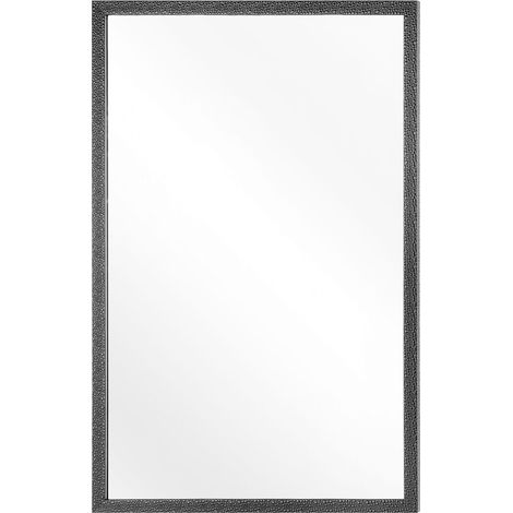 Beliani – Miroir mural rectangulaire 90 x 60 cm – Cadre noir en plastique – Finition mate pour salon ou salle de bain – Style classique (1/5)
