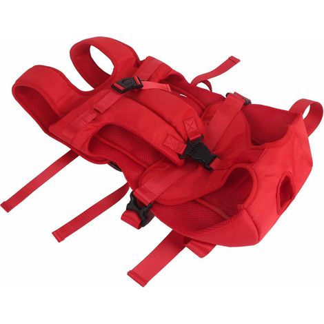 Sac à dos ventral pour animaux de compagnie, mains libres, réglable, respirant, portable, pour chien, idéal pour la marche, la randonnée et le vélo, rouge, taille S (1/5)