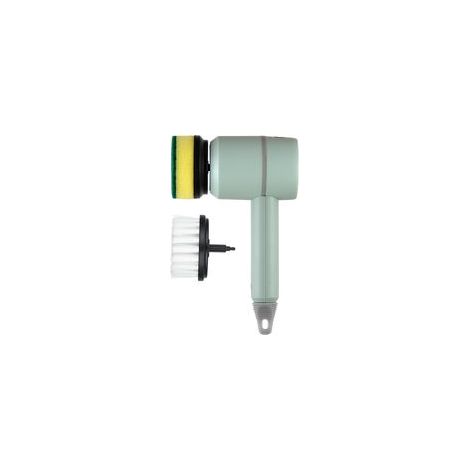 Nuova spazzola elettrica per la pulizia, 3 testine, detergente multifunzionale per barattoli e piatti, cucina, bagno, vasca da bagno, vetro, 1 pezzo (verde) - Crezuo