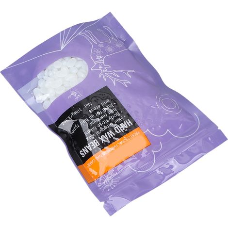 Billes de cire dépilatoire forte adhérence, perles de cire dure pour aisselles, mains, pieds, blanc nacré, 100g. (1/5)