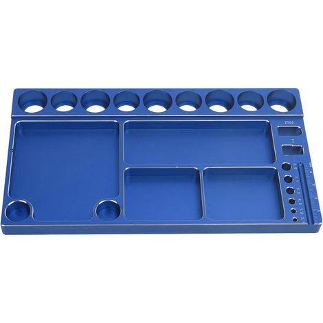 Support de rangement pour tournevis et vis à douille magnétique antidérapant en alliage d'aluminium pour voitures RC 1/8, 1/10 et 1/12 (bleu). (1/5)