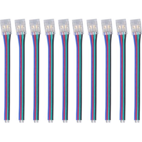 Connecteurs 4 broches 10mm RGB pour bande LED PC COB, robustes et sûrs - Lot de 10 pièces pour maison, fête ou bureau (1/5)