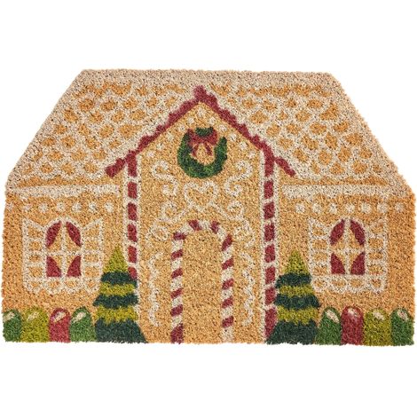 Fußmatte SELATNA Naturfarben 40 x 60 cm Weihnachtsmotiv Kokosfasern
