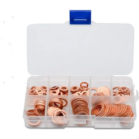 Lot de 200 joints d'étanchéité en cuivre pour accessoires (9 tailles, M5-M14) (1/5)