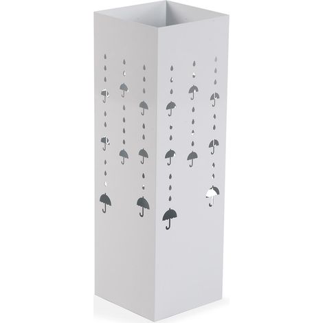 Porta ombrelli bianco casa ufficio in metallo con vaschetta contenitore acqua contenitore Moderno h cm 49  quadrato (1/4)