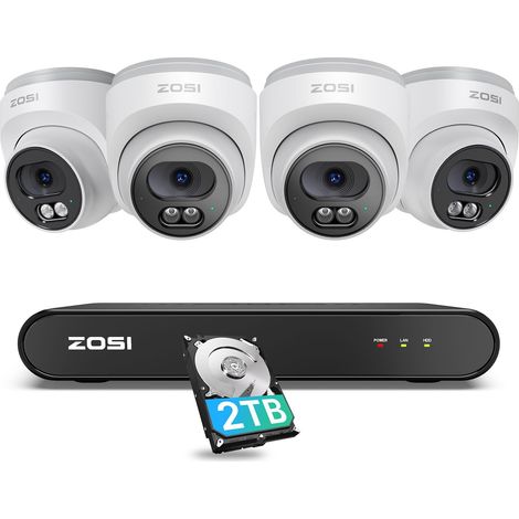 PoE Kit Caméra Surveillance Extérieure NVR 8CH 5MP 2TB Caméra Dôme PoE 4MP Audio Bidirectionnel Détection Personne Vision Nocturne 30 m Enregistrement 24/7 C220 (1/5)