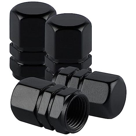 Bouchons de valve en aluminium, bouchons de valve de roue, bouchons de valve de pneu anti-poussière, accessoires, universellement adaptés aux SUV, voitures, vélos et motos, forme hexagonale (4 pièces (1/5)