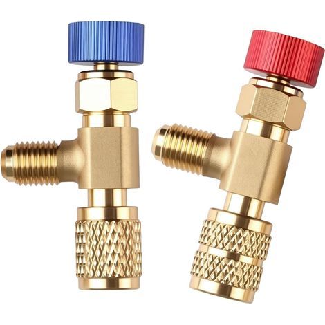 Lot de 2 soupapes de sécurité de remplissage à froid - Raccord rapide pour climatiseur R410A R22 - En cuivre robuste - Pour technologie de refroidissement et chargeurs de climatisation (1/5)