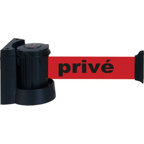 Enrouleur mural avec sangle Rouge avec marquage Privé 3m x 50mm - 2032094 (1/4)