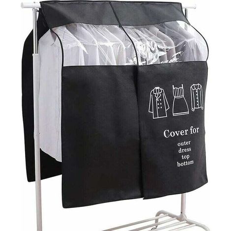 Housse Protège Housses de Vêtements 90 × 110cm Housse de Anti-Poussière Protection Portant Universelle Garment Covers (Noir) (1/3)