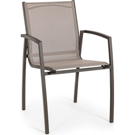 Chaise en aluminium Hilla café avec accoudoirs (1/5)