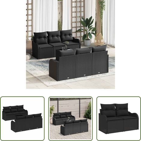 Terrassensofa - Gartensofa-set Schwarz 55 x 55 x 37 cm Poly-Rattan (1/5)