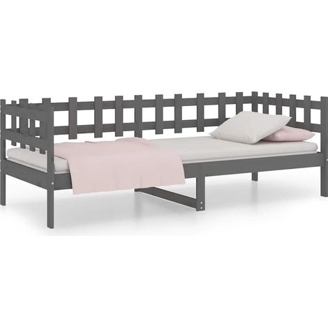 Maison Exclusive - Sofá cama madera maciza de pino gris 90x200 cm (1/5)
