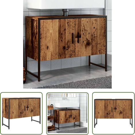 vidaXL Waschbeckenunterschrank Altholz-Optik 80x33x60 cm Holzwerkstoff (1/5)