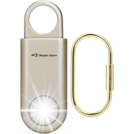 Alarme Personnelle Rechargeable 135 DB avec Torche Ultra Brillante et Lumière Stroboscopique Sirène SOS pour Femmes et Enfants Alarme Forte Anti-Ours Randonnée Or (1/5)
