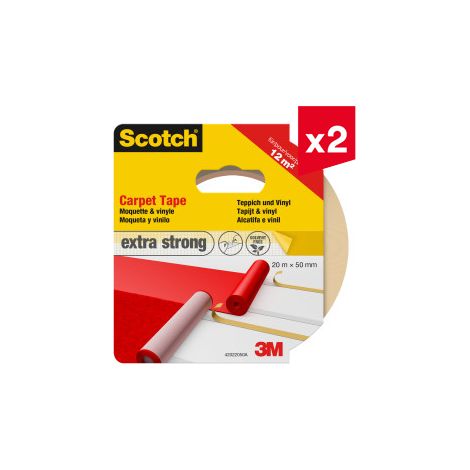 Lot de 2 rubans adhésif pour moquette extra-fort blanc Scotch®, 50 mm x 20 m, 1 Rouleau