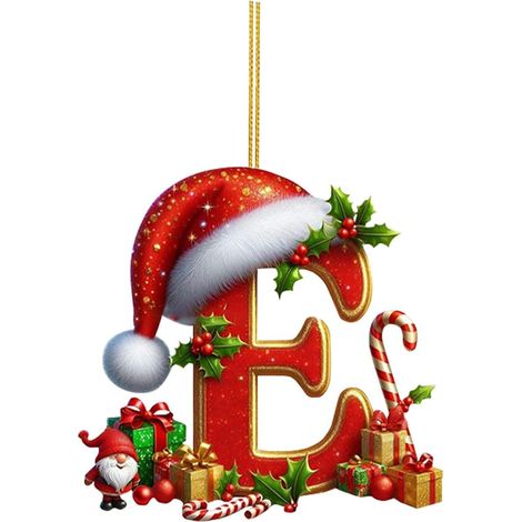 26 adornos de letras para árbol de Navidad, adornos colgantes con forma de letra para decoración navideña (E) (1/5)