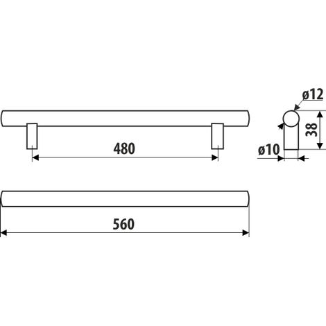 Garde-corps RE29, acier inoxydable, 480 mm (1/2)