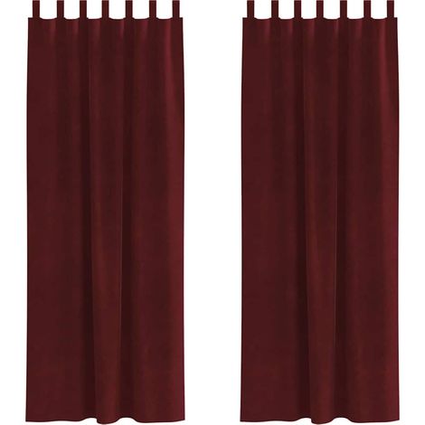 Rideaux avec des rideaux 2 pcs Bordeaux 140 x 260 cm Velours CFW88232 (1/4)