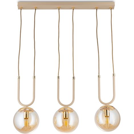 Lampada a sospensione Mora in vetro beige 3xE14 60 (1/4)
