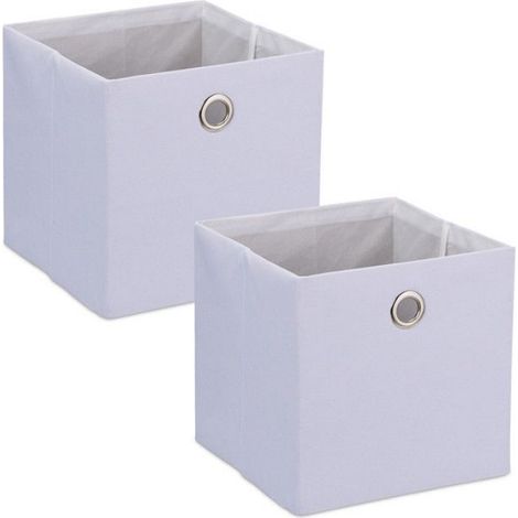 Boîte De Rangement - Tissu - 30 5 X 30 5 X 30 5 Cm - Pliable - Blanc - Lot De 2 (1/5)