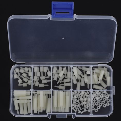 Kit d'assortiment de 140 vis à tête ronde en nylon M2, écrou hexagonal, entretoise mâle/femelle (blanc) (1/5)