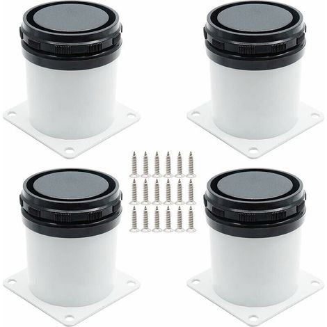 Juego de 4 patas ajustables para muebles - Acero inoxidable - Con tornillos - Blanco - 5 cm de altura -Crezuo