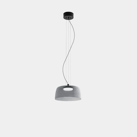 LEDS C4 Levels Suspension à dôme unique de 32 cm, noire, LED Fumé 19 W, température de couleur 2700-3000-4000 K, variation d'intensité par coupure de phase