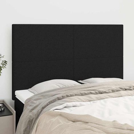 vidaXL Cabecero de cama de tela negro 144x5x118/128 cm (1/5)