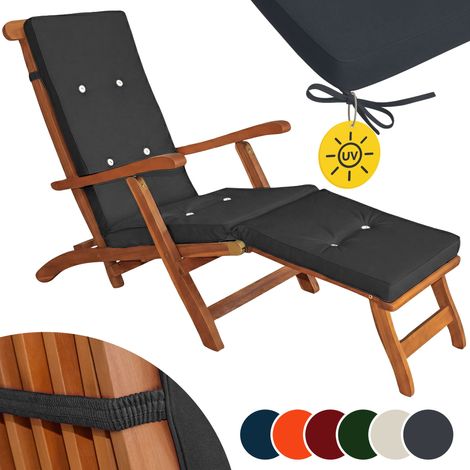 Coussin pour chaise longue pour siège inclinable coussin pour bain de soleil relaxation intérieur extérieur hydrofuge Anthracite